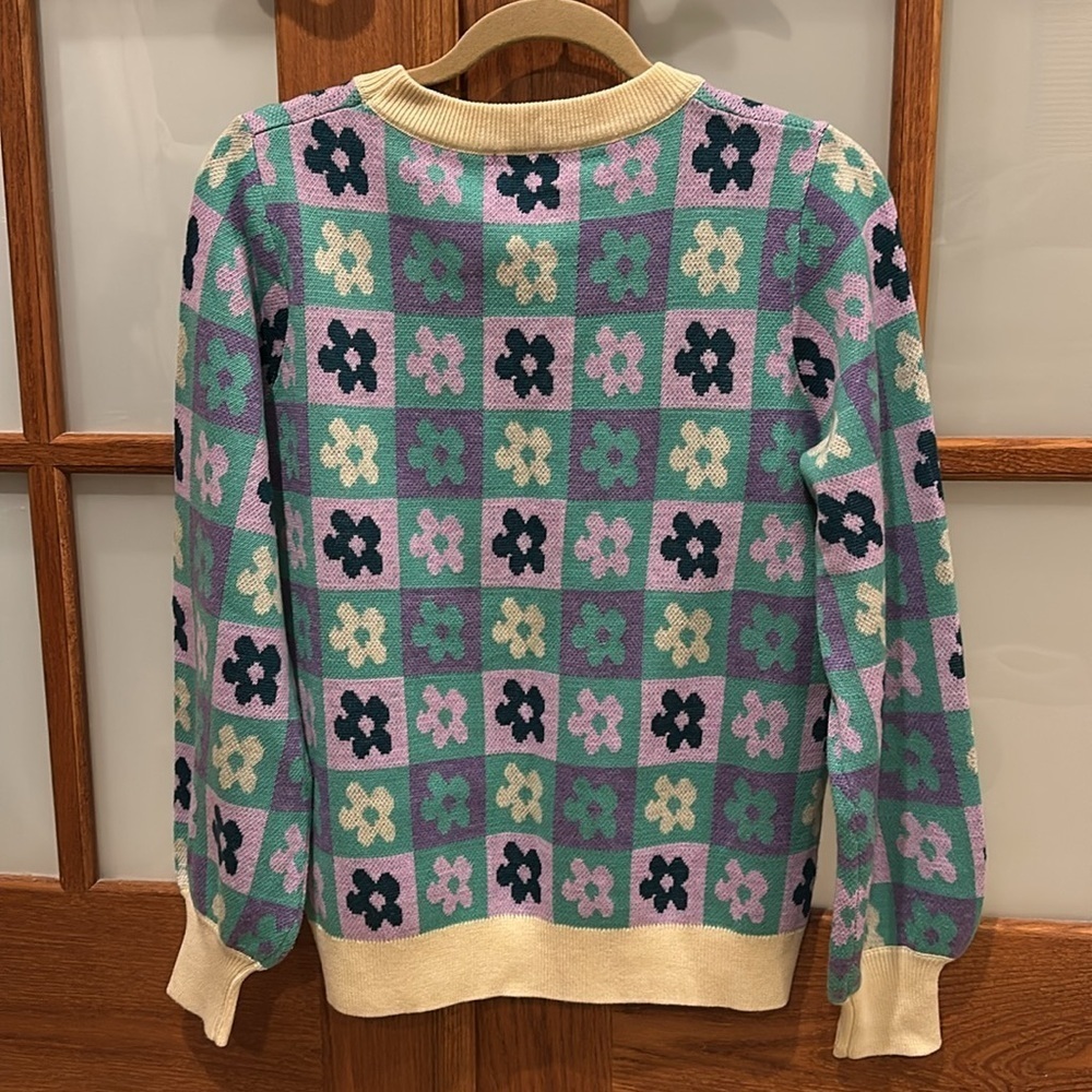Fate purple and green flower checker sweater in excellent condition!​​​​ - Picture 3 of 5